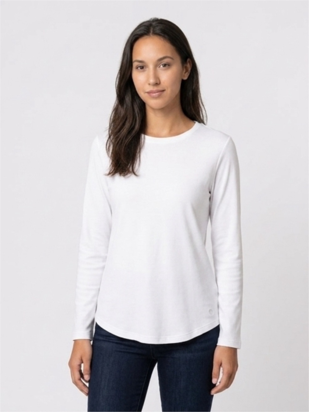 Isaac Mizrahi Long-Sleeve Crewneck Top - White
